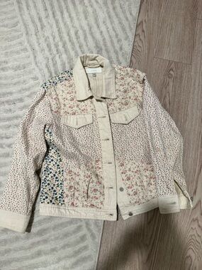 Blank NYC Floral Denim Jacket - Cream